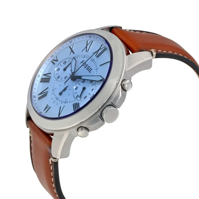 Fossil Grant Chronograph Ice Blue Dial Round Shape Men's Watch- FS5184